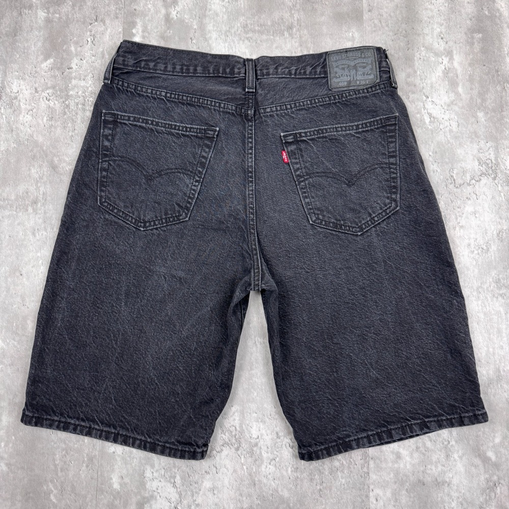 Levis 469 Jean Shorts Mens 36 Black Jorts Denim Summer Casual Skate Surf - Picture 3 of 8